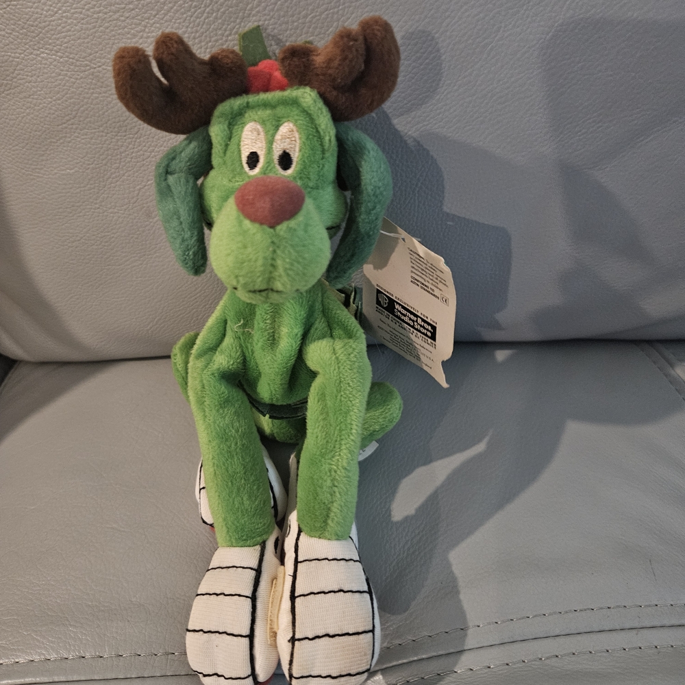 WB K-9 Green Reindeer Plush Toy
